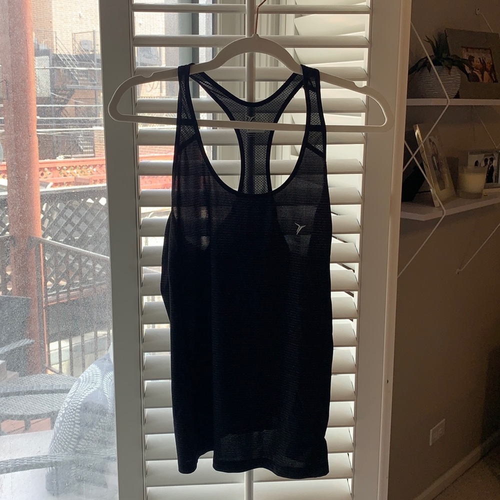 Old Navy Active Black Mesh Workout Top